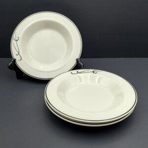 Homer Laughlin Lyrica Rim Soup Bowls Individual Pasta Dishes Ivory with Scrolls